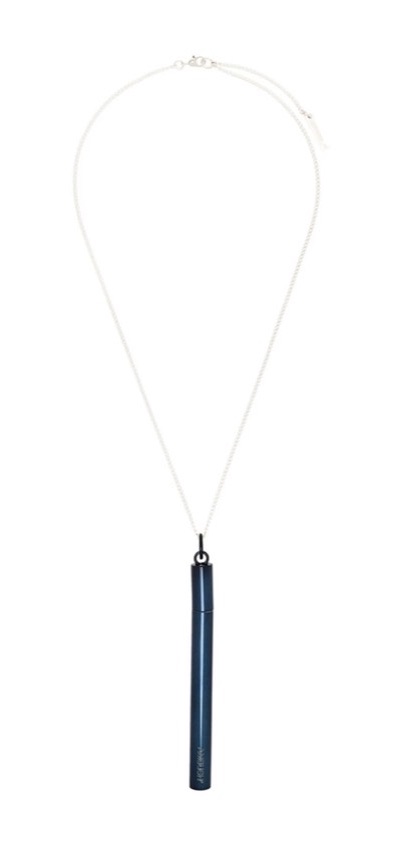 AMBUSH midnight blue cigarette case pendant necklace on silver chain