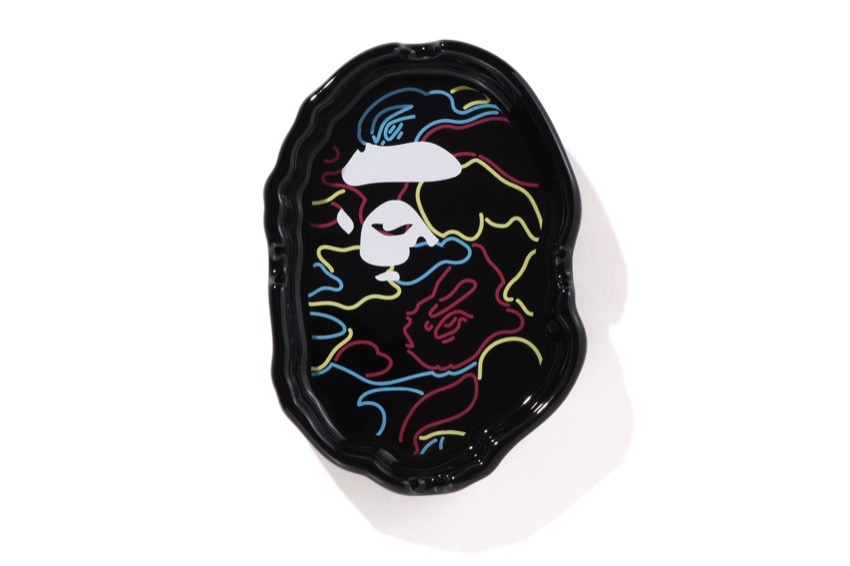 BAPE neon camo ape head ceramic ashtray in black