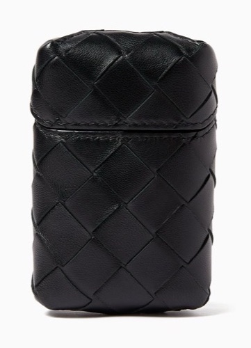 Bottega Veneta black intrecciato woven leather cigarette case