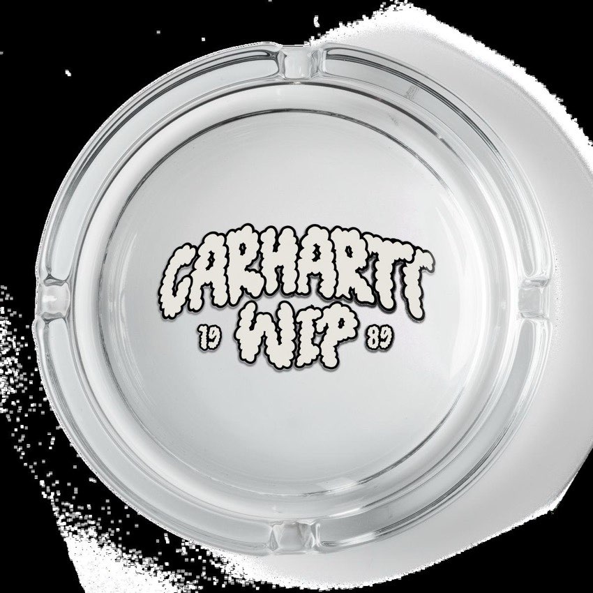 Carhartt WIP clear glass ashtray with cloud script logo