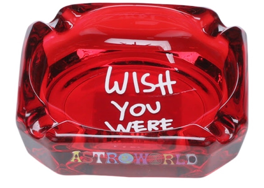 Travis Scott Astroworld Wish You Were Here red glass ashtray