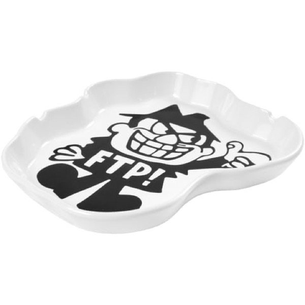 FTP Boris white ceramic ashtray with FTP wordmark
