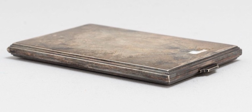 Georg Jensen plain sterling silver cigarette case with reeded edges