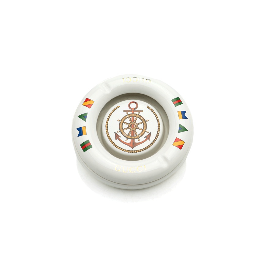 Gucci nautical motif porcelain ashtray with anchor and signal flags