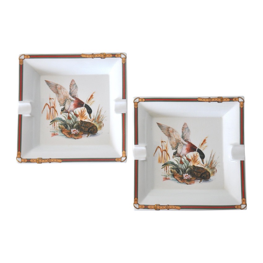 Gucci vintage porcelain ashtray with mallard duck motif