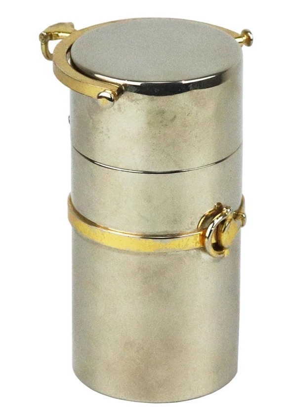 Gucci vintage silver tone cylinder cigarette case with horsebit band