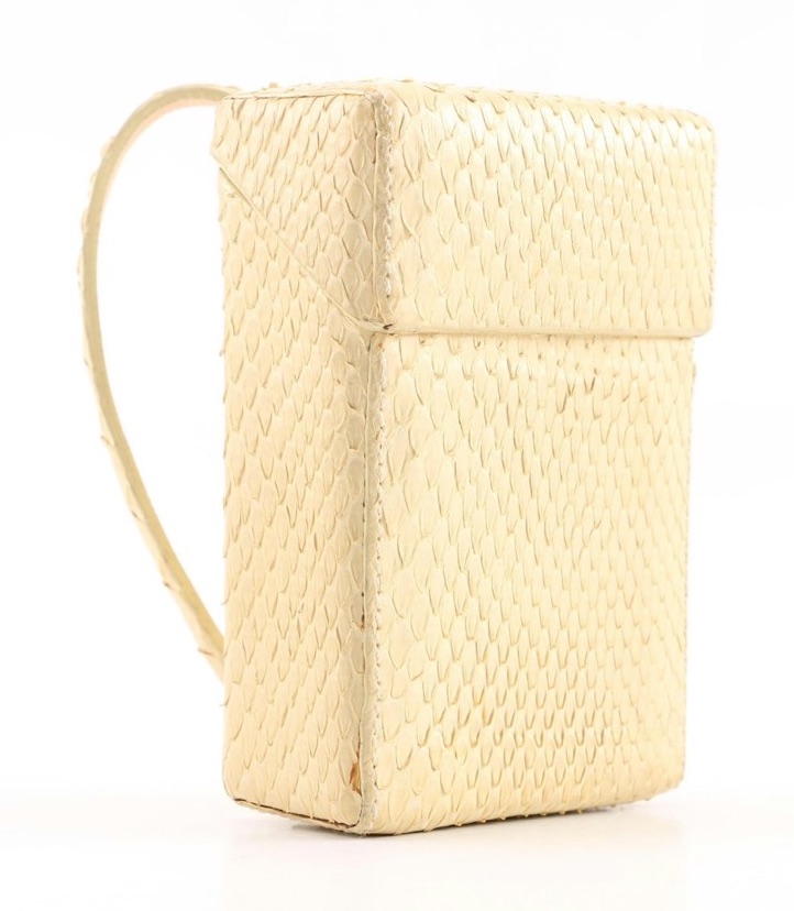 Helmut Lang ivory snakeskin cigarette case with wrist strap