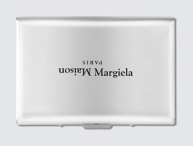 Maison Margiela polished steel cigarette and card holder with upside down logo