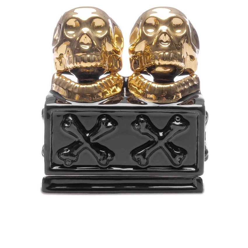 Neighborhood Dualskull black and gold ceramic incense chamber