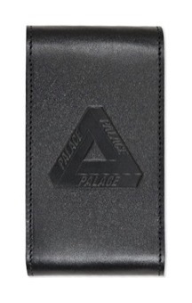 Palace Winter 2016 black leather cigarette case with gold Palace London foil