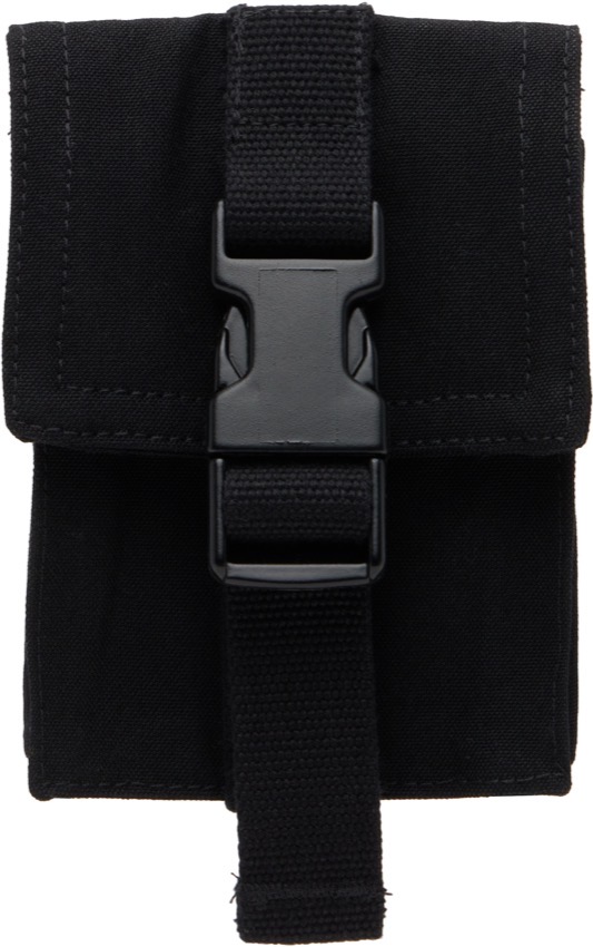 Rick Owens SS26 Suicide edition black canvas cigarette pocket pouch with buckle