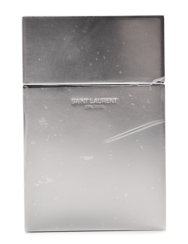 Saint Laurent silver metal cigarette case engraved Saint Laurent Paris