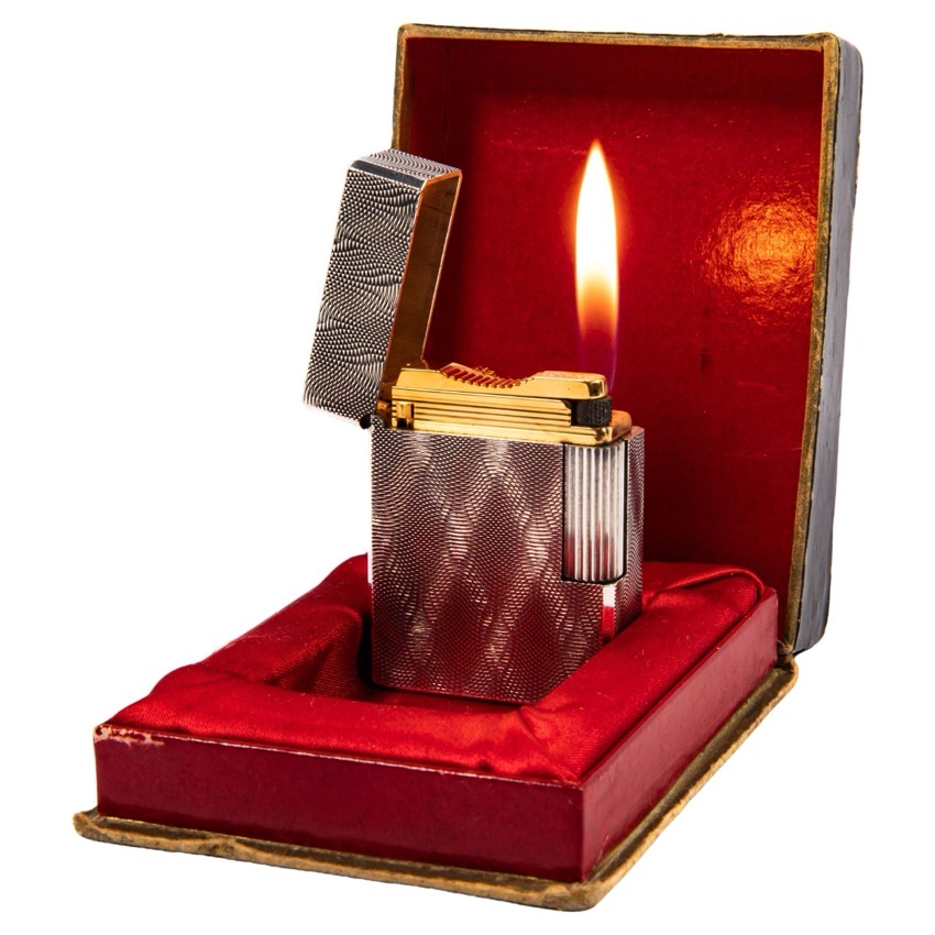 Vintage 1960s S.T. Dupont Ligne 1 silver-plated lighter in box