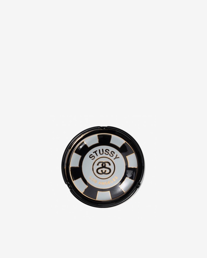 Stussy black poker chip ceramic ashtray with double-S logo