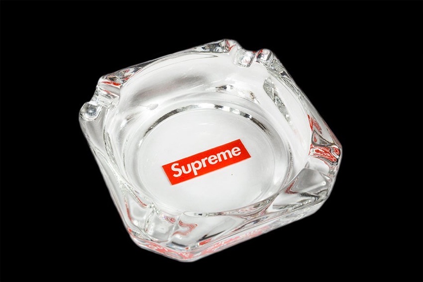 Supreme 2008 clear glass ashtray with red box logo