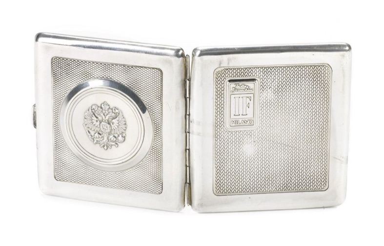 Tiffany and Co sterling silver engine turned cigarette case presented to Jack Dempsey