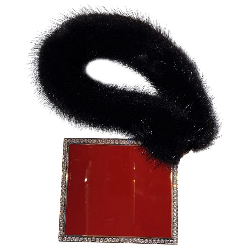 Tom Ford for Yves Saint Laurent FW04 red enamel cigarette case with black mink strap