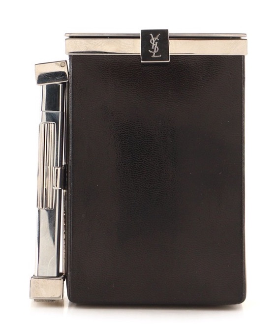 Tom Ford for Yves Saint Laurent SS01 black leather cigarette case with docked lighter