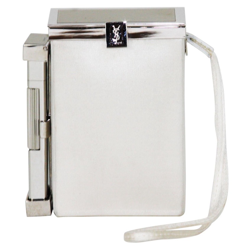 Tom Ford for Yves Saint Laurent SS01 white silk cigarette case with docked lighter