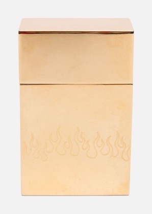 Vetements polished brass cigarette case with engraved flames