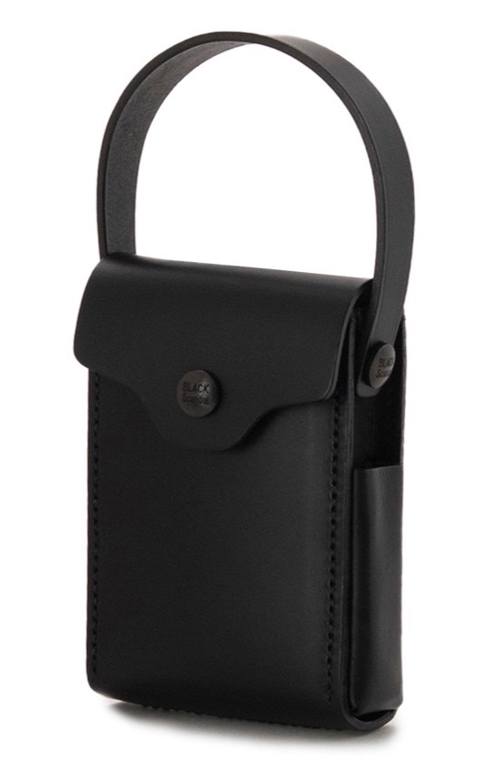 Yohji Yamamoto BLACK Scandal black nume leather cigarette case with handle and lighter sleeve