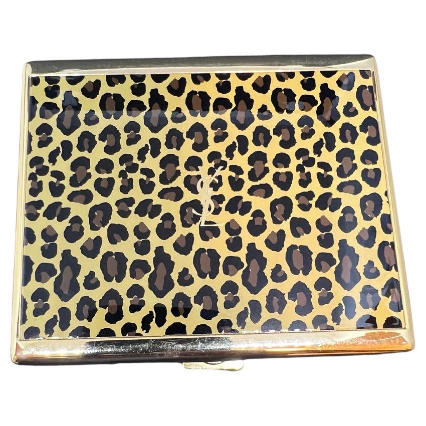 Yves Saint Laurent 1970s gold plated leopard enamel cigarette case
