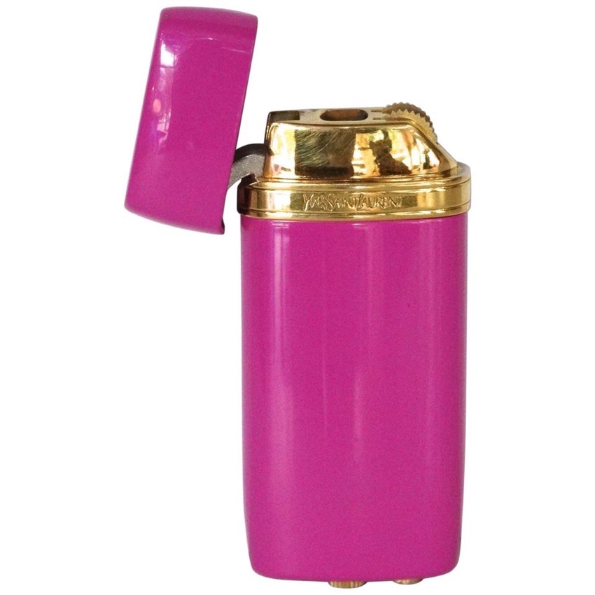 1960s Yves Saint Laurent Mini Louisiane pink lacquer lighter
